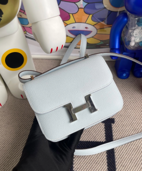 에르메스 콘스탄스백 미니 포그블루 은장 앱송